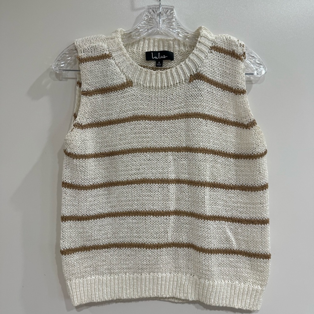 Lulu's Cream and Brown Striped Sweater Vest
